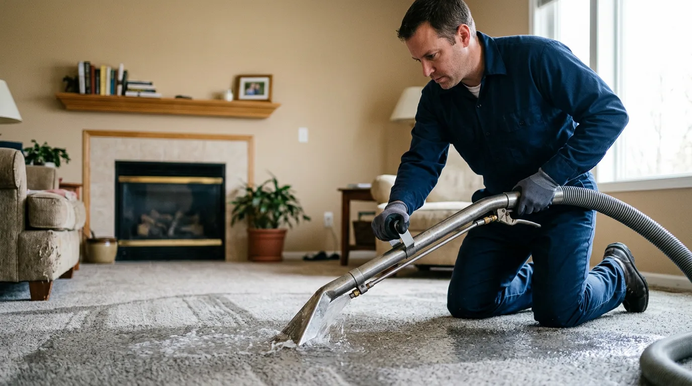 Water damage restoration technician working near Ravenna, MI